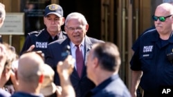 FILE - Sen. Bob Menendez leaves Manhattan federal court in New York, July, 15, 2024.