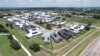 A drone image shows 3D-printed homes in the Wolf Ranch community in Georgetown, Texas, June 27, 2024.