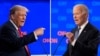 Kombinacija fotografija republikanskog predsjedničkog kandidata, bivšeg predsjednika SAD Donalda Trumpa, i kandidata demokrata, aktuelnog predsjednika SAD Joea Bidena, tokom debate čiji je domaćin bio CNN, 27. juna 2024. u Atlanti.