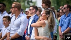 Relatives and guests attend a ceremony in Vijfhuizen, Netherlands, July 17, 2024, to mark the tenth anniversary of the downing of flight MH17 over eastern Ukraine. All 298 people on board were killed that day. Most were Dutch.