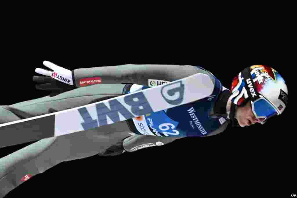 Norway's Halvor Egner Granerud competes in the Mens Ski Jumping Normal Hill HS100 qualification of the FIS Nordic World Ski Championships in Planica.