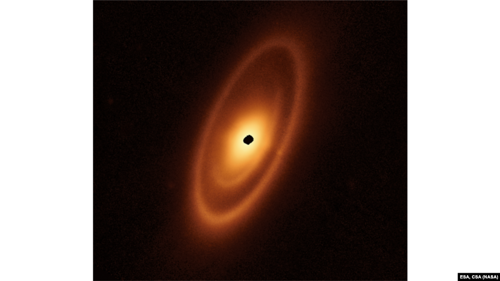 This image of the dusty debris disk surrounding the young star Fomalhaut is from Webb&rsquo;s Mid-Infrared Instrument.&nbsp;It reveals three nested belts extending out to 23 billion kilometers from the star. The inner belts &ndash; which had never been seen before &ndash; were revealed by Webb for the first time.