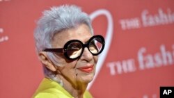 FILE - Auteur of Style honoree Iris Apfel attends The Fashion Group International's Night of Stars Gala at Cipriani Wall Street in New York.