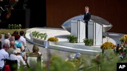 Dutch Prime Minister Dick Schoof speaks during a ceremony at the national monument in Vijfhuizen, Netherlands, July 17, 2024, to mark the tenth anniversary of the downing of flight MH17 over eastern Ukraine, which killed all 298 people on board.