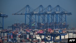 FILE - This picture taken on January 11, 2024, shows a general view of Mundra Port, which is owned by India's Adani Group, in Mundra. 