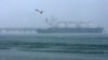FILE - A seagull flies by a tanker near a liquefied natural gas plant on Sakhalin island outside the town of Korsakov, Russia, Feb. 16, 2009.