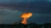 An explosion follows the downing of a Russian drone in Kherson, Ukraine, on July 26, 2024.