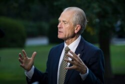FILE - U.S. White House trade adviser Peter Navarro speaks during an interview at the White House in Washington, Sept. 11, 2019.