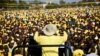 FILE - Ugandan President Yoweri Museveni addresses supporters in Kampala, Feb. 16, 2016. Controversial new rules ban mass gatherings during campaigning for the 2021 general election. 