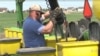 Soybean farmer Scott Halpin tends to his crop in Morris, Illinois. 