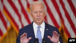 (FILES) US President Joe Biden speaks in the East Room of the White House in Washington, DC, on August 12, 2021.