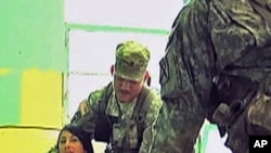 US military practicing in Butlerville, Indiana, against nuclear attack