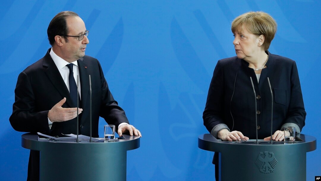Fransiya rahbari Fransua Olland va Germaniya kansleri Angela Merkel