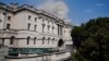 Smoke rises due to a fire at Somerset House in London on Aug. 17, 2024.