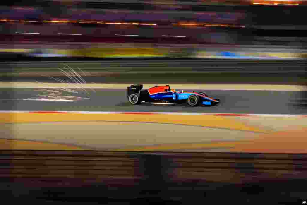 Manor driver Rio Haryanto of Indonesia steers his car during the second free practice session ahead of the Bahrain Formula One Grand Prix in Sakhir, Bahrain. The Grand Prix will be held on Sunday.