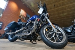 Harley Davidson motorcycles on display at a dealership in Ashland, Virginia, Oct. 17, 2019.