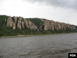 西伯利亚主要河流勒拿河风光。