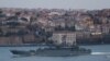 The Russian Navy's Ropucha-class landing ship Korolev sets sail in the Bosphorus, on its way to the Black Sea, in Istanbul, Turkey, April 17, 2021. 