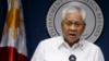 Philippine Foreign Secretary Albert del Rosario delivers a statement during a news conference in Manila, March 30, 2014.