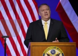 FILE - U.S. Secretary of State Mike Pompeo delivers a speech at Siam Society in Bangkok, Thailand, Aug. 2, 2019.