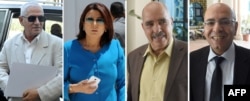 A combo of recent file pictures shows (LtoR) Secretary General of the Tunisian General Labour Union (UGTT) Houcine Abbassi, President of the Tunisian employers union (UTICA) Wided Bouchamaoui, President of the Tunisian Human Rights League (LTDH), Abdessa