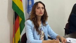 Alena Douhan, U.N. special rapporteur, addressing journalists in Harare, Oct. 28, 2021, said the sanctions imposed on Zimbabwe are exacerbating corruption in the country. (Columbus Mavhunga/VOA)