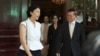 FILE PHOTO - Cambodia National Rescue Party's President Kem Sokha, right, talks with French Ambassador to Cambodia Eva Nguyen Binh, left, at his house in Phnom Penh, Cambodia, Monday, Nov. 11, 2019.
