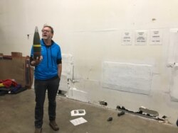 Artillery shells like this one are lethal up to 40 yards away, says GJS instructor Shane Bell. (Daphne Dung-Ning Fan)