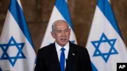 Izraelski premijer Benjamin Netanjahu na nedeljnom sastanku kabineta u Jerusalimu, 21. maja 2023. (AP Photo/ Maya Alleruzzo, Pool, File)
