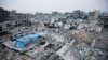 Houses destroyed in previous Israeli strikes lie in ruin, in Khan Younis in the southern Gaza Strip