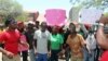 Zimbabwe's state workers took to the streets to protest their low salaries and high inflation, in Harare, Nov. 6, 2019. (Columbus S. Mavhunga/VOA)