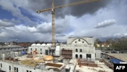 This view taken on April 6, 2021, shows the construction site of The Eyyub Sultan Mosque in Strasbourg, eastern France.