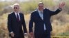 President Joe Biden and Gila River Indian Community Gov. Stephen Roe Lewis are pictured at the Gila Crossing Community School, Oct. 25, 2024, in Laveen, Ariz.