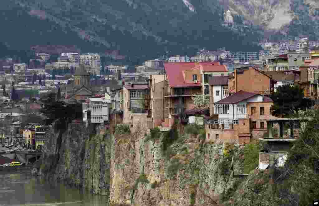 A view of the old part of Tbilisi, Georgia, on a bank of the Kura River